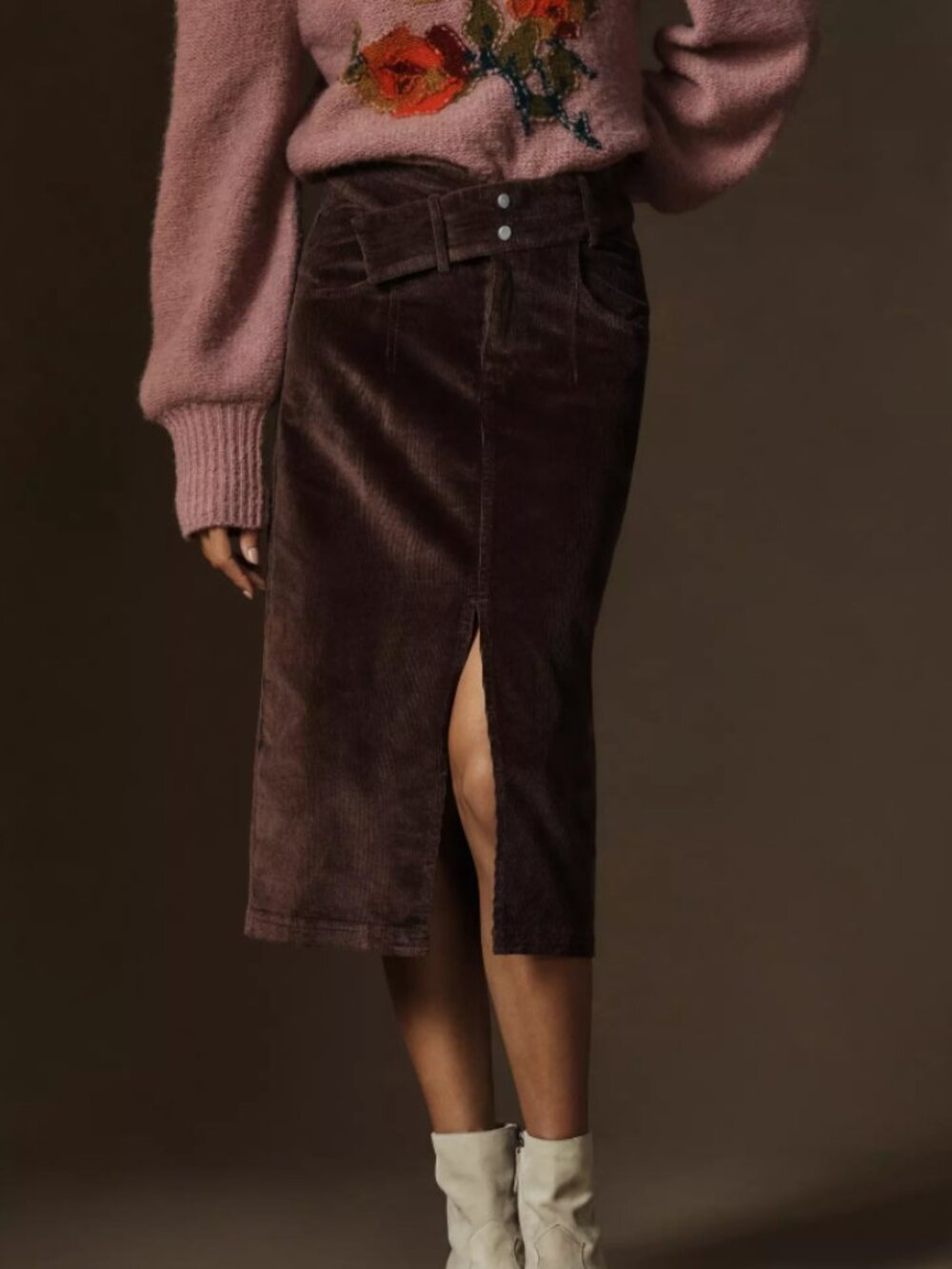 ✨ Anthropologie Pilcro Double Waist Corduroy Midi Skirt ‎ Size 4✨